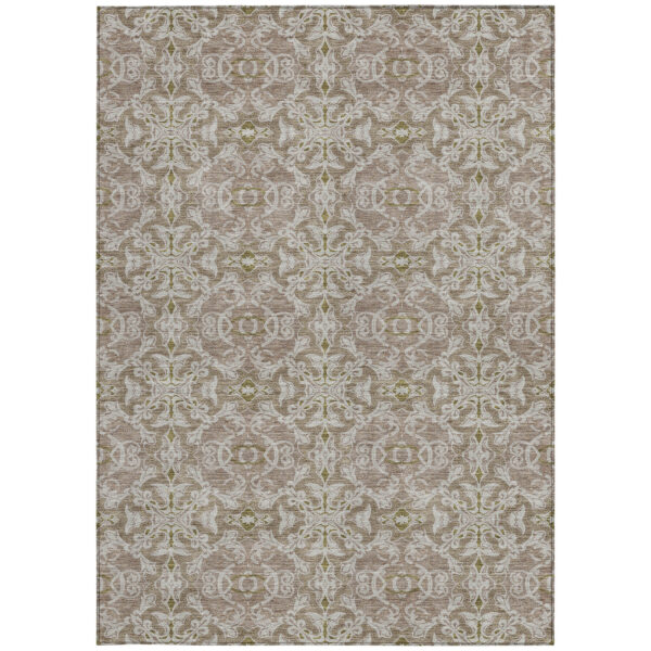 3' X 5' Brown Beige And Taupe Medallion Washable Indoor Outdoor Area Rug