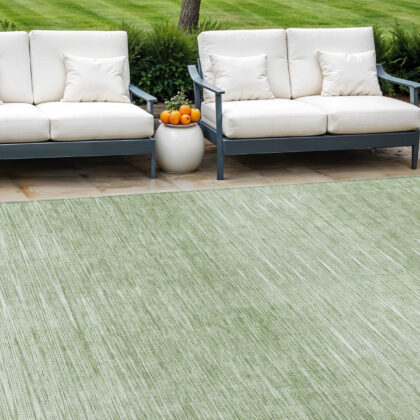 8' X 10' Artichoke Green And Green Abstract Washable Indoor Outdoor Area Rug