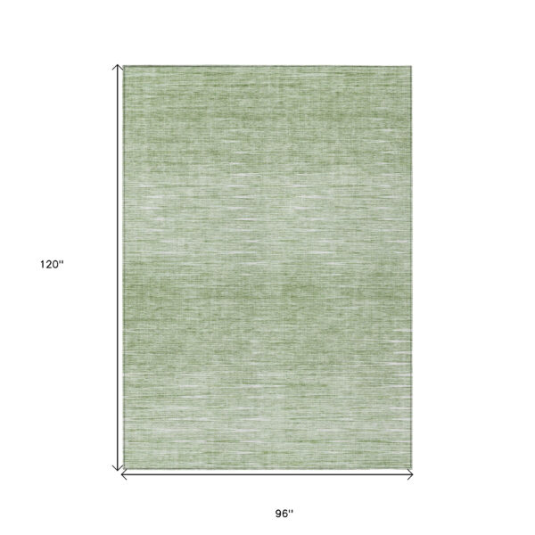 8' X 10' Artichoke Green And Green Abstract Washable Indoor Outdoor Area Rug