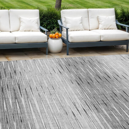 8' X 10' Gray And Charcoal Abstract Washable Indoor Outdoor Area Rug