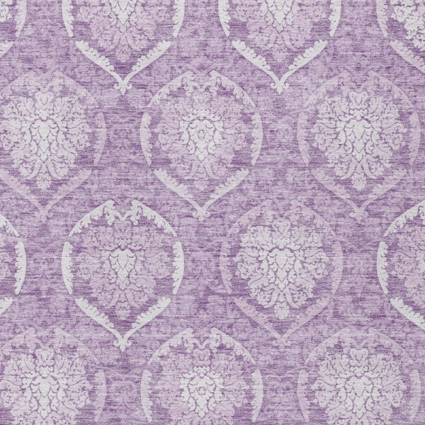 3' X 5' Plum Purple And Ivory Medallion Washable Indoor Outdoor Area Rug