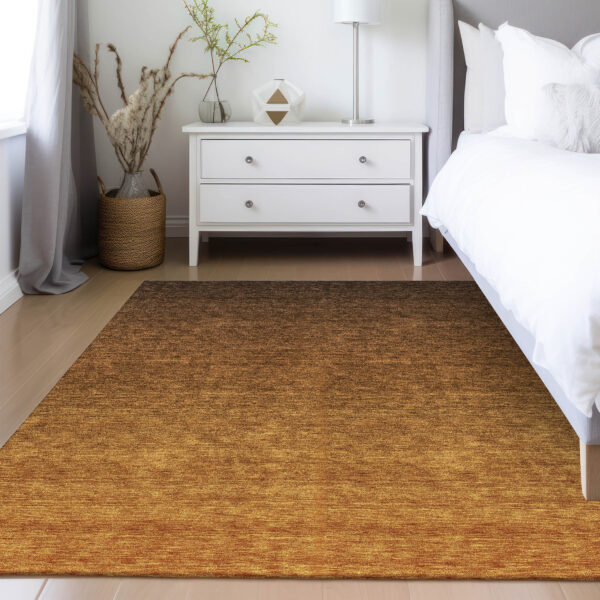 9' X 12' Chocolate And Brown Ombre Washable Indoor Outdoor Area Rug