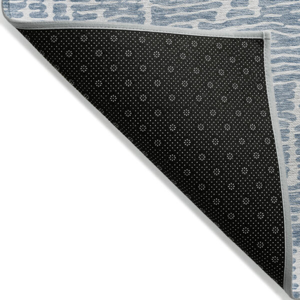 10' X 14' Blue And Ivory Abstract Washable Indoor Outdoor Area Rug