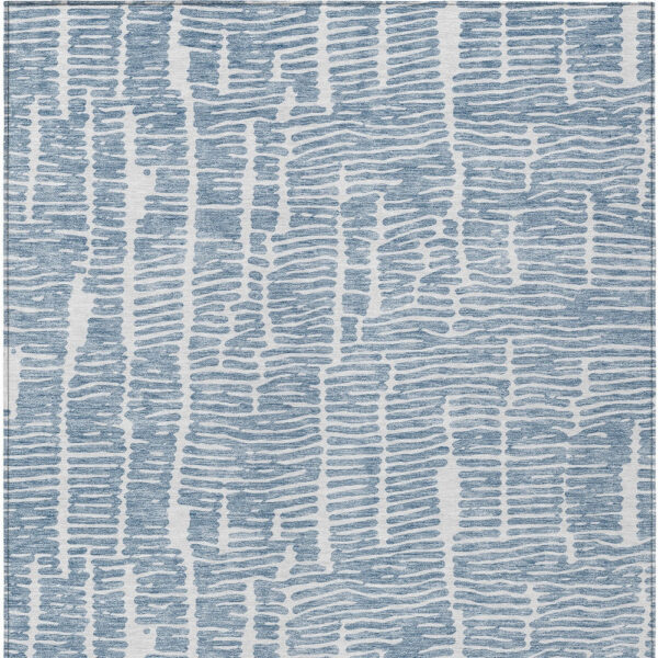 10' X 14' Blue And Ivory Abstract Washable Indoor Outdoor Area Rug