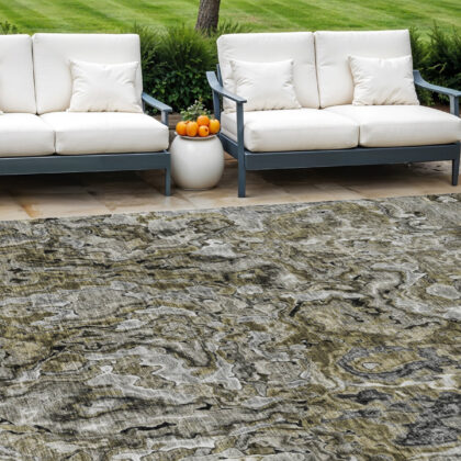 8' X 10' Brown Beige And Tan Abstract Washable Indoor Outdoor Area Rug