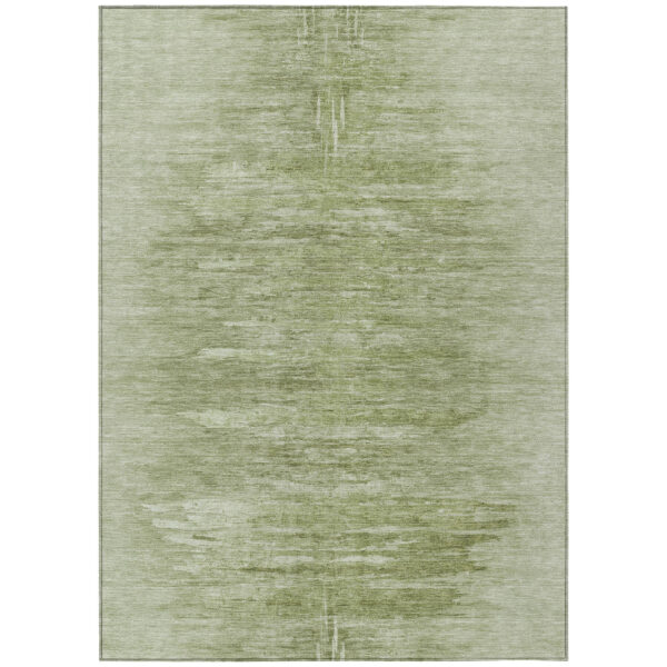 5' X 8' Artichoke Green And Fern Green Abstract Washable Indoor Outdoor Area Rug