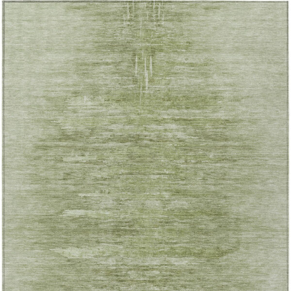 5' X 8' Artichoke Green And Fern Green Abstract Washable Indoor Outdoor Area Rug