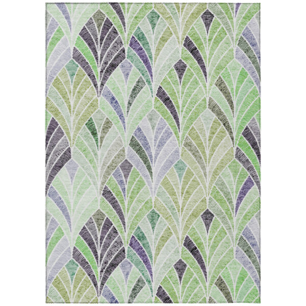 10' X 14' Artichoke Green And Mint Green Geometric Washable Indoor Outdoor Area Rug