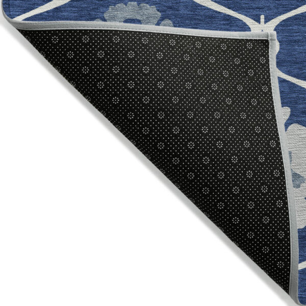 8' X 10' Navy Blue And Ivory Medallion Washable Indoor Outdoor Area Rug