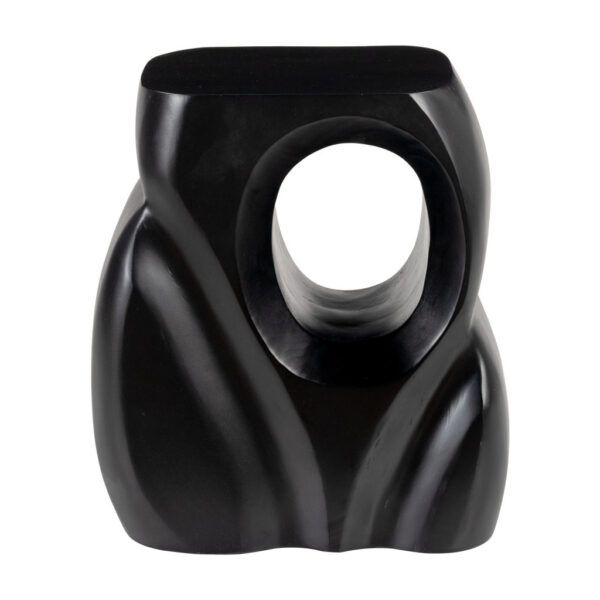 16" Black Solid Wood Abstract Figurine End Table