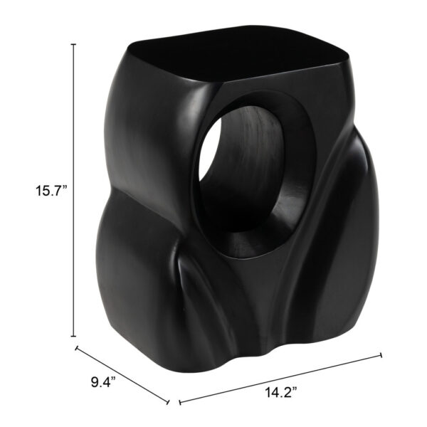 16" Black Solid Wood Abstract Figurine End Table