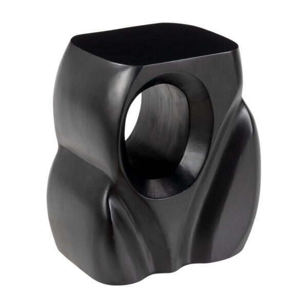 16" Black Solid Wood Abstract Figurine End Table