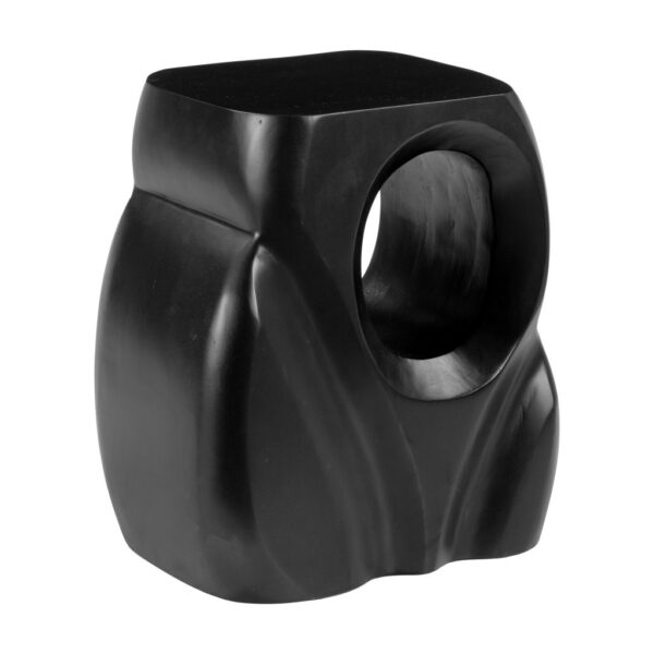 16" Black Solid Wood Abstract Figurine End Table
