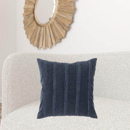 22" Navy Textural Striped Throw Pillow