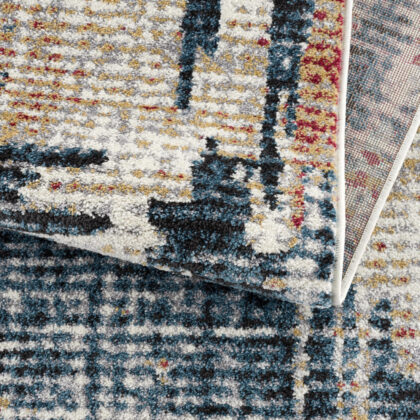 8' X 11' Blue And Ivory Abstract Area Rug