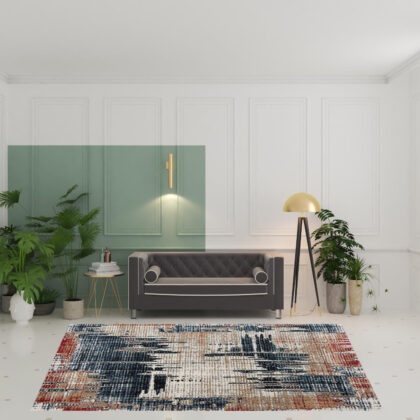 8' X 11' Blue And Ivory Abstract Area Rug