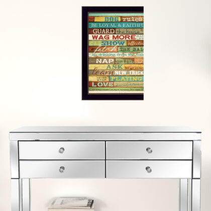 Dog Rules 8 Black Framed Print Wall Art