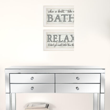 Set Of Two When in Doubt Take A Bath Relax Framed Print Bathroom Wall Art