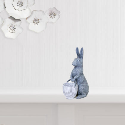 11" Gray and White Polyresin Rabbit Figurine