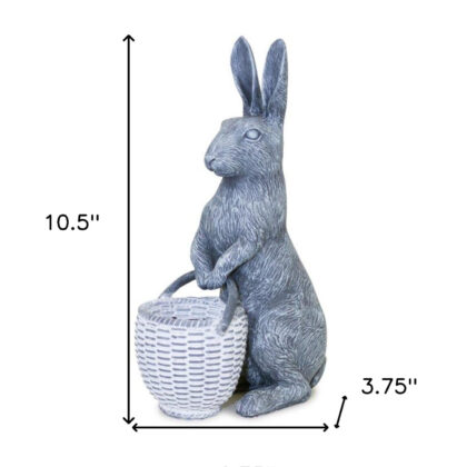 11" Gray and White Polyresin Rabbit Figurine