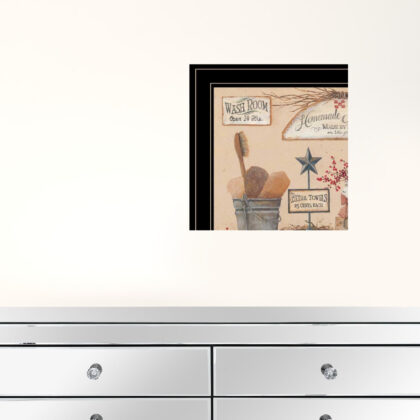 Set Of Two Wash Room 5 Black Framed Print Bathroom Wall Art