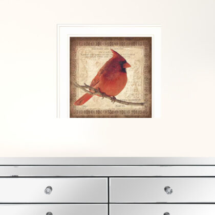 Male Cardinal 1 White Framed Print Wall Art