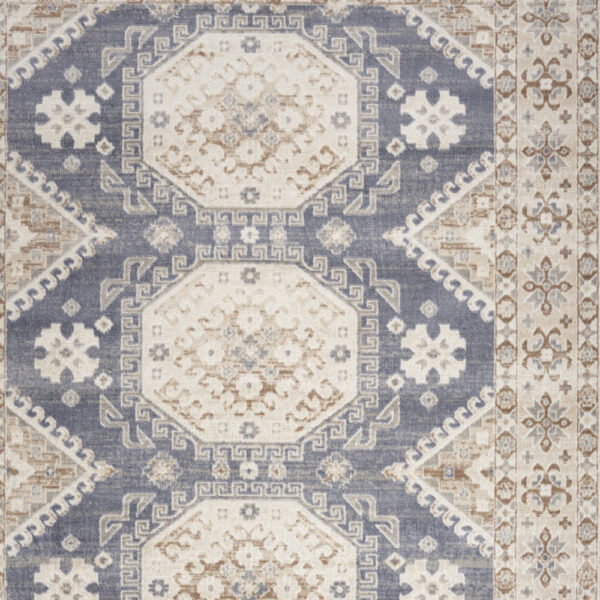 8' x 10' Blue Geometric Distressed Area Rug