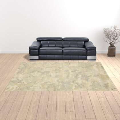 10' X 13' Grey Ivory Beige And Taupe Abstract Power Loom Stain Resistant Area Rug
