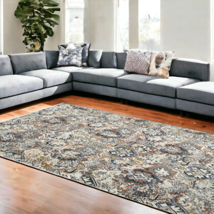 9' X 13' Rust Oriental Distressed Area Rug With Fringe