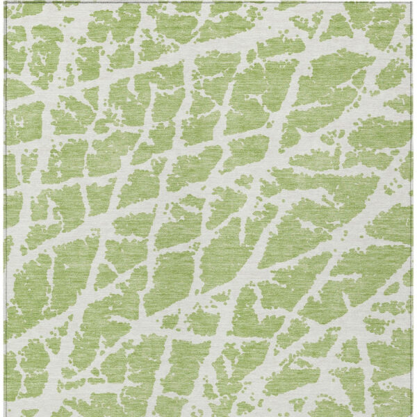 3' X 5' Green and White Abstract Washable Non Skid Indoor Outdoor Area Rug