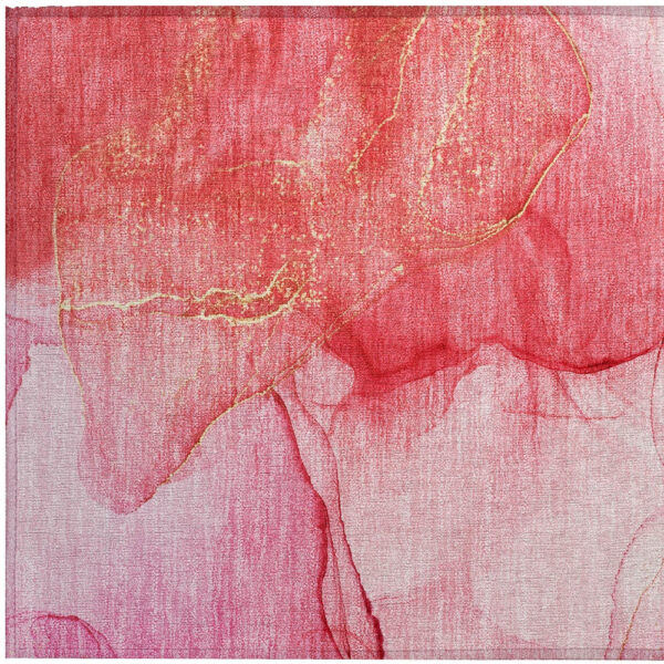 2' X 3' Pink Abstract Washable Non Skid Indoor Outdoor Area Rug