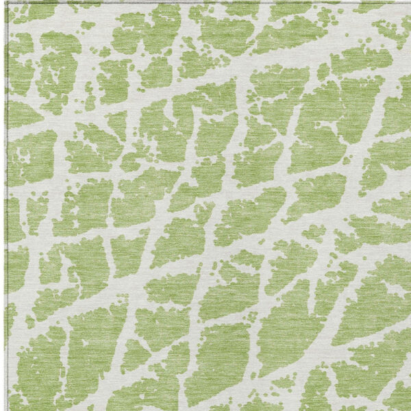 3' X 5' Green and White Abstract Washable Non Skid Indoor Outdoor Area Rug