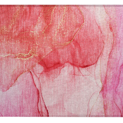 2' X 3' Pink Abstract Washable Non Skid Indoor Outdoor Area Rug