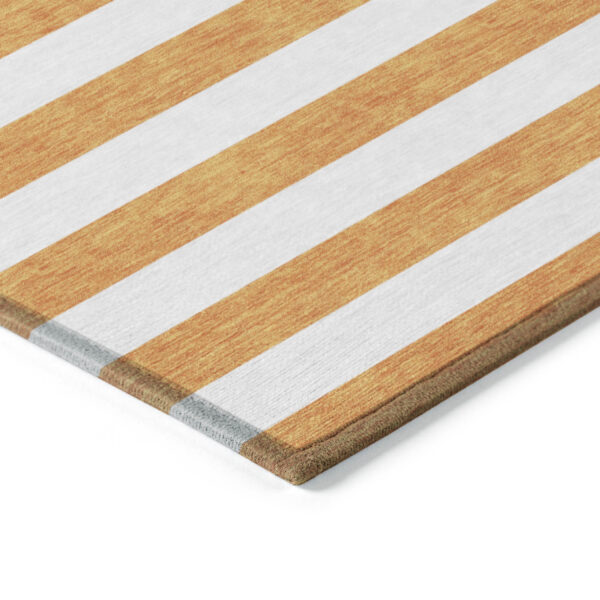 3' X 5' Orange and White Striped Washable Non Skid Indoor Outdoor Area Rug