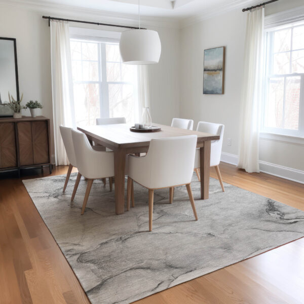 3' X 5' Gray Abstract Washable Non Skid Indoor Outdoor Area Rug
