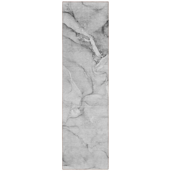 8' Runner Gray Abstract Washable Non Skid Indoor Outdoor Runner Rug