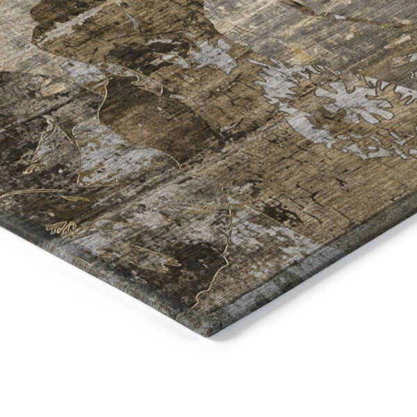 9' X 12' Brown Terracotta and Gray Floral Washable Non Skid Indoor Outdoor Area Rug