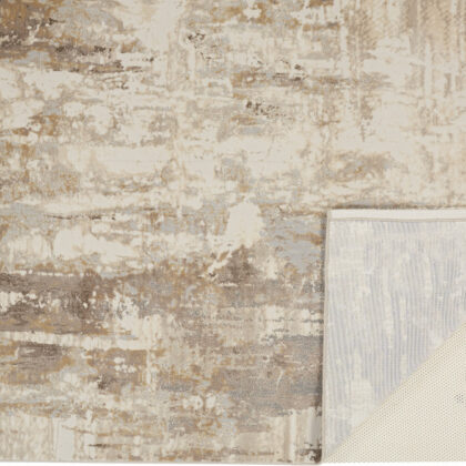 9' X 12' Tan Ivory And Gray Abstract Area Rug