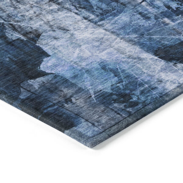 3' X 5' Navy Blue Floral Washable Non Skid Indoor Outdoor Area Rug