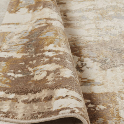 9' X 12' Tan Ivory And Gray Abstract Area Rug