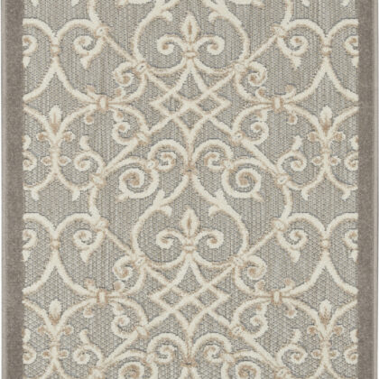 3' X 4' Gray And Ivory Floral Indoor Outdoor Area Rug
