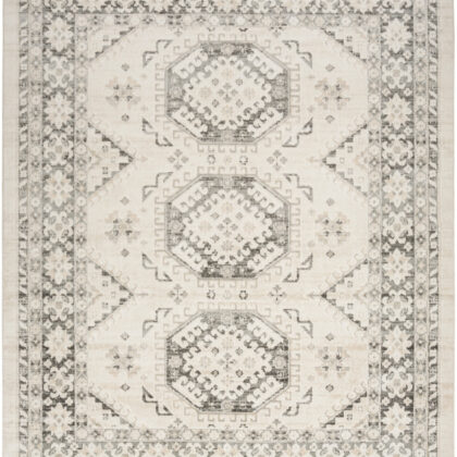 8' x 10' Gray Geometric Distressed Area Rug