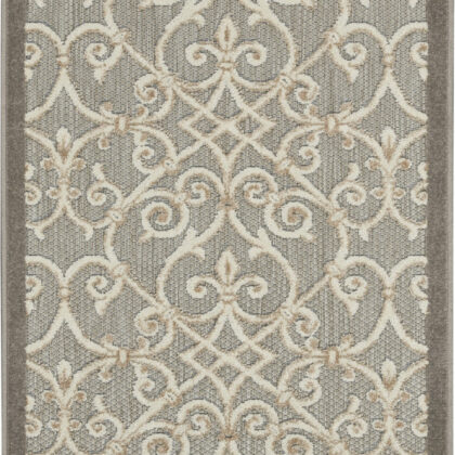 3' X 4' Gray And Ivory Floral Indoor Outdoor Area Rug