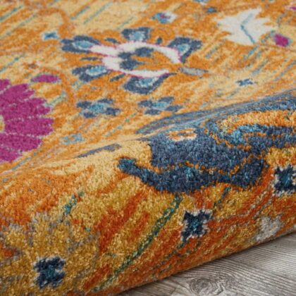 8’ X 10’ Sun Gold And Navy Distressed Area Rug