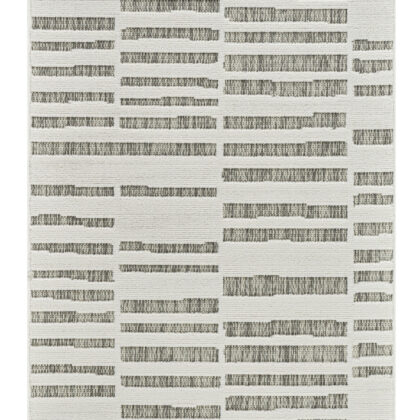 3' X 5' Cream and Beige Abstract Distressed Indoor Outdoor Area Rug