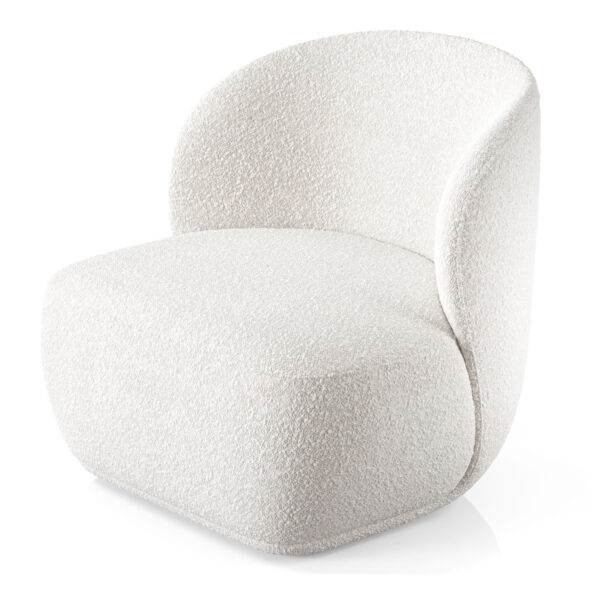 31" White Boucle Wingback Chair