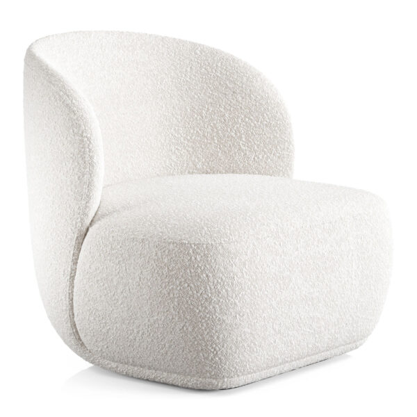 31" White Boucle Wingback Chair