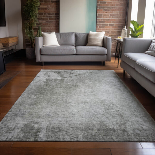 10' X 14' Gray Abstract Washable Indoor Outdoor Area Rug