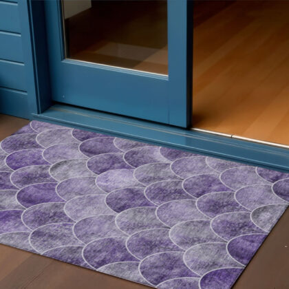 3' X 5' Purple Lilac And Lavender Abstract Washable Indoor Outdoor Area Rug