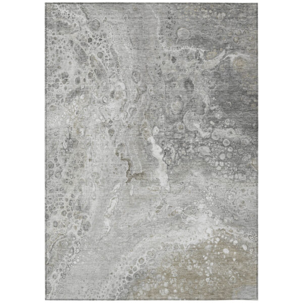 9' X 12' Silver Gray And Taupe Abstract Washable Indoor Outdoor Area Rug